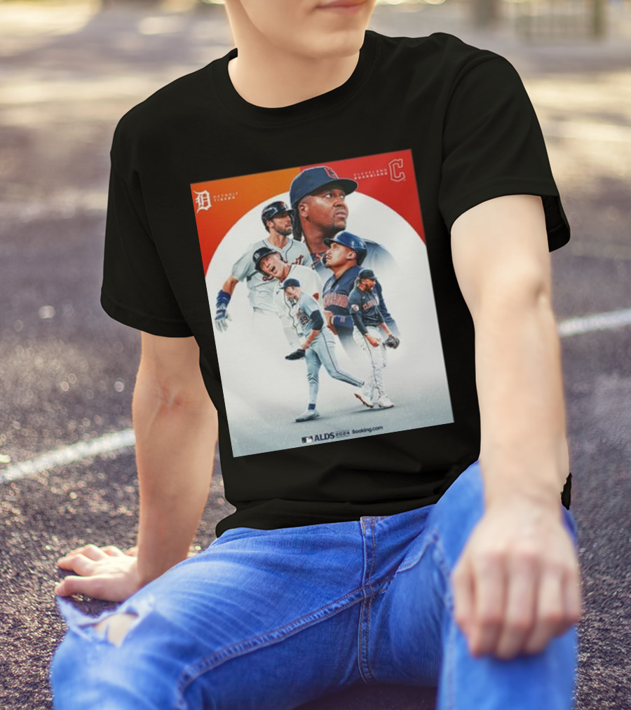 Detroit Tigers Cleveland Guardians 2024 ALDS Booking.com T-Shirt