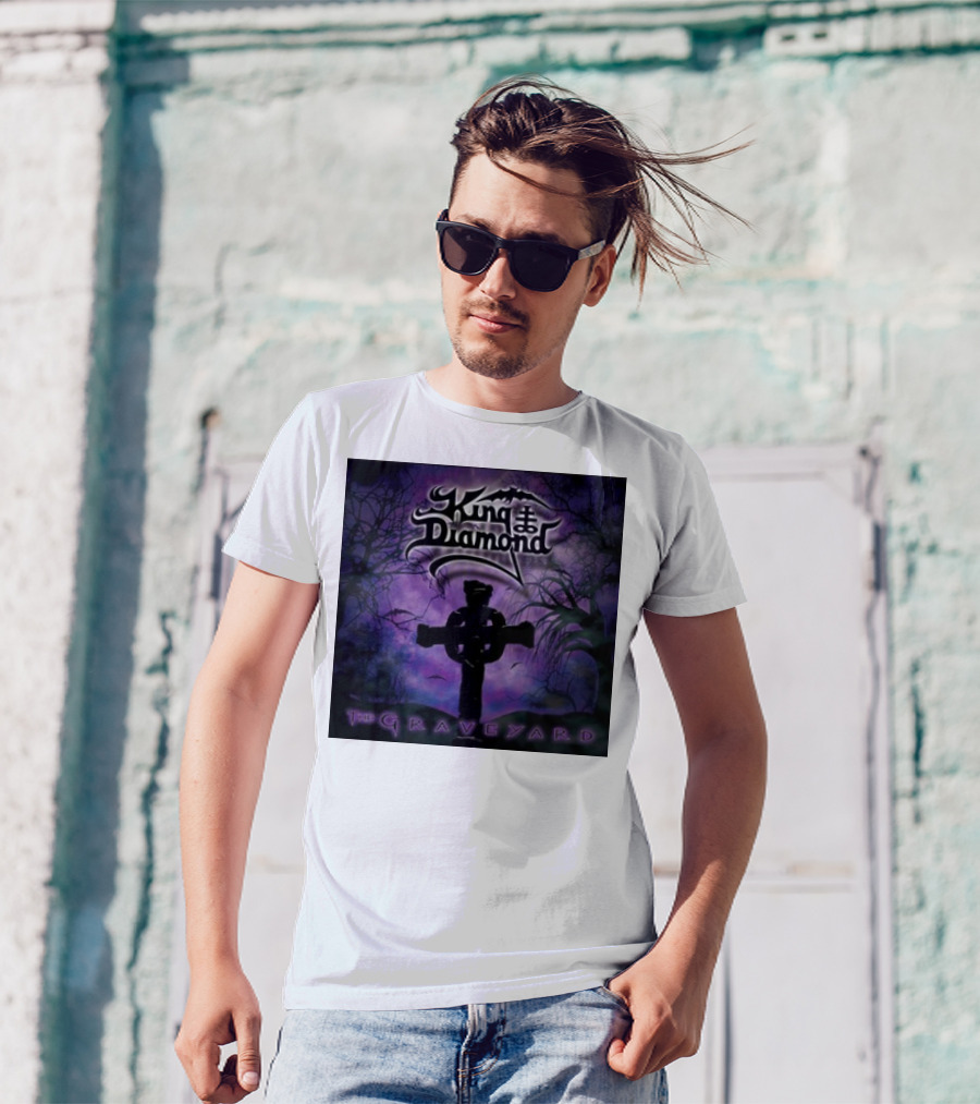 King Diamond The Graveyard Cross And Bats Purple Scene 1st November T-Shirt