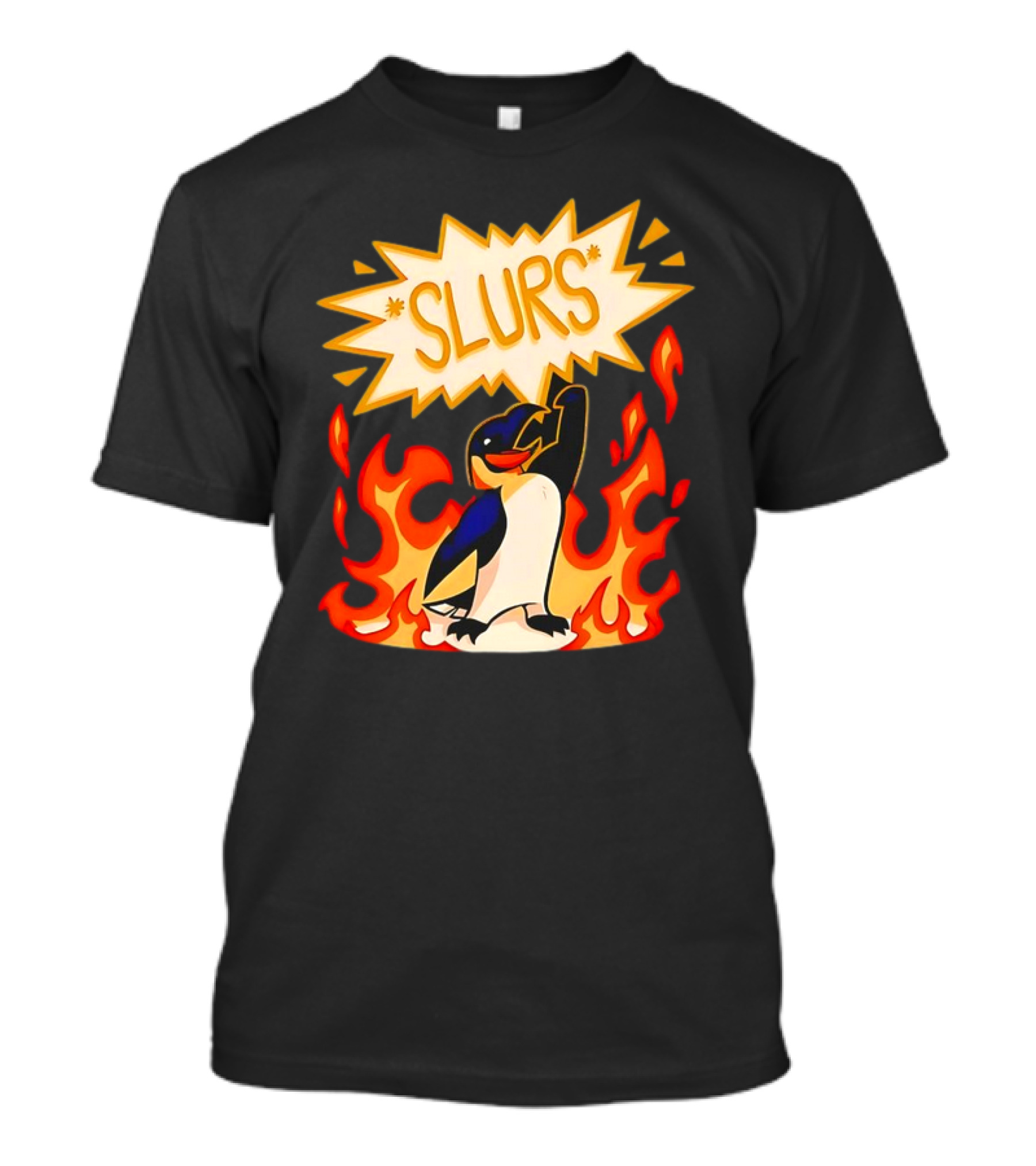 SLURS Penguin Retro In Flames T-Shirt