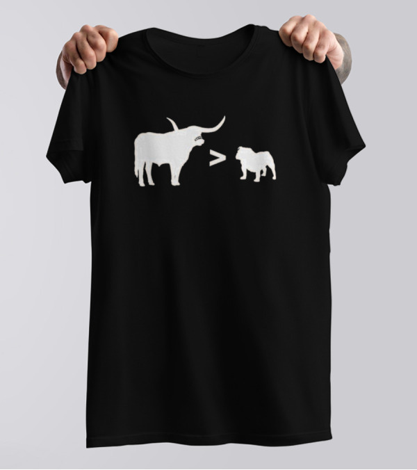 Texas Longhorns Bevo Greater Than UGA Bulldog Football Rivalry T-Shirt