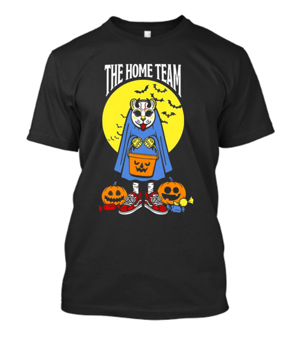 The Home Team Halloween Mask Costume Trick Or Treat With Pumpkins And Bats T-Shirt