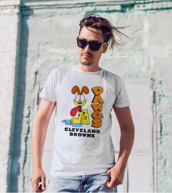 Dawgs Cleveland Browns Odie Garfield Cartoon T-Shirt