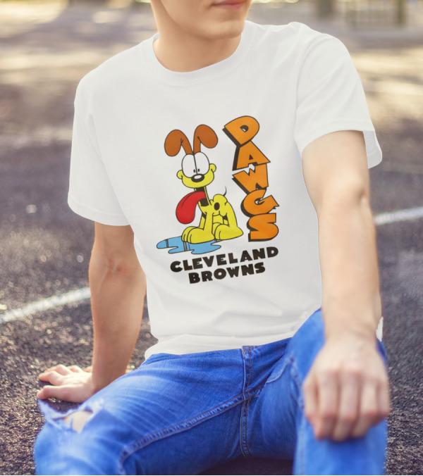 Dawgs Cleveland Browns Odie Garfield Cartoon T-Shirt