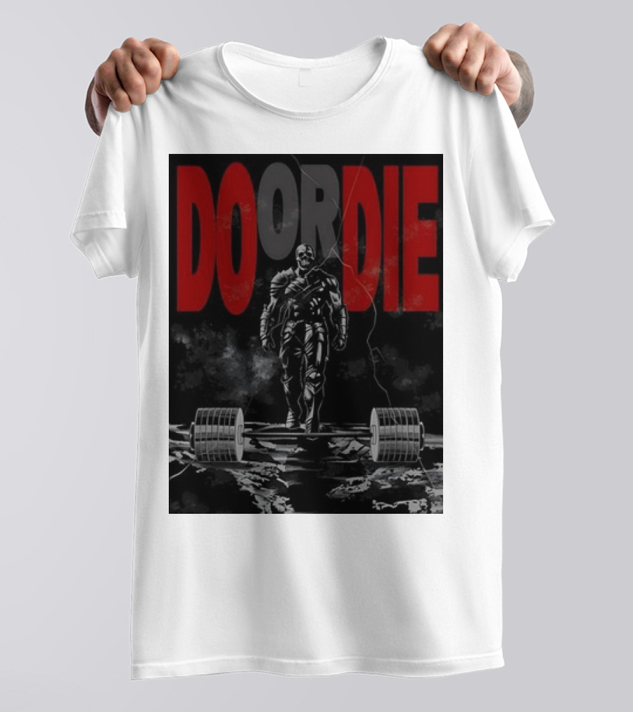 DO OR DIE Skeleton Weightlifter Cracked Ground Scene T-Shirt