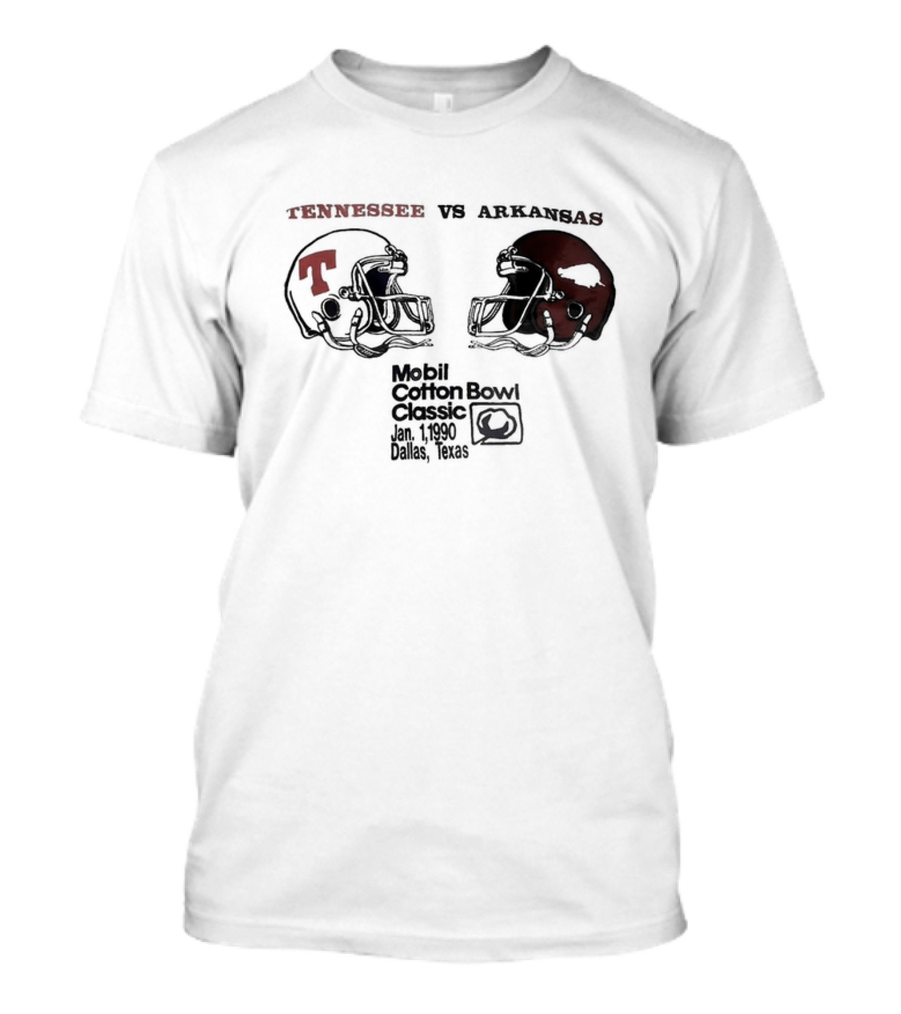 Tennessee Volunteers Vs Arkansas Razorbacks Mobil Cotton Bowl Classic January 1990 Dallas Texas T-Shirt