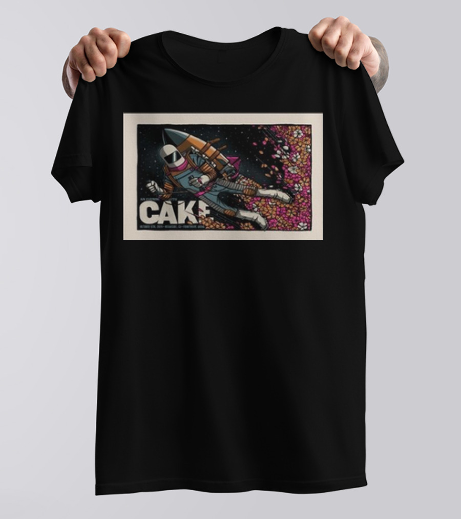 Cake Oceanside CA Frontwave Arena October 05 2024 Astronaut With Rocket And Flowers In Space T-Shirt