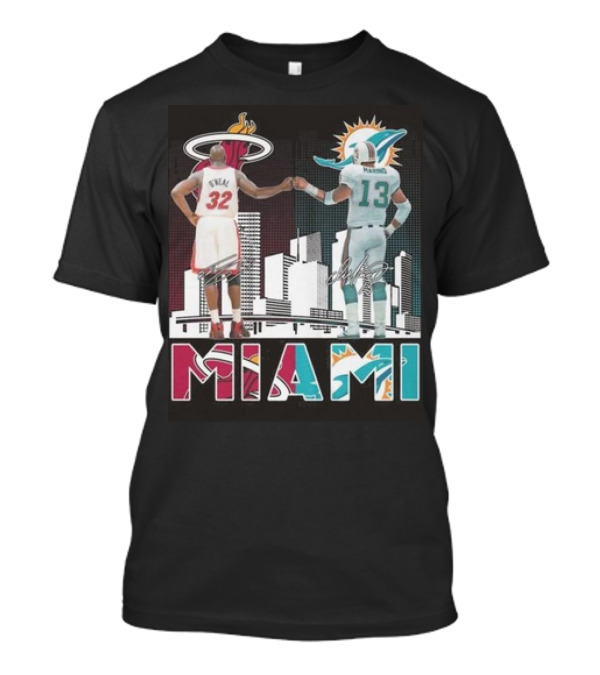 Miami Heat Dolphins Miami 2024 Signatures T-Shirt