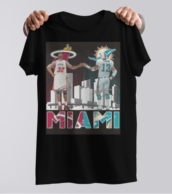 Miami Heat Dolphins Miami 2024 Signatures T-Shirt