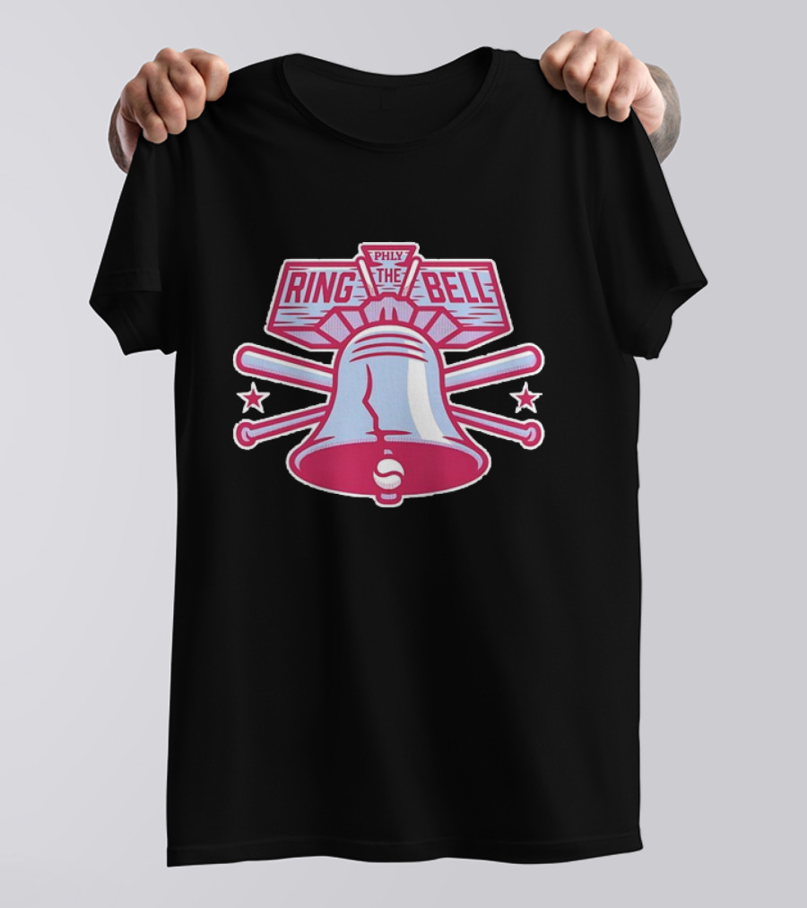Philadelphia Phillies Ring The Bell Phly Baseball Crossed Bats Stars T-Shirt