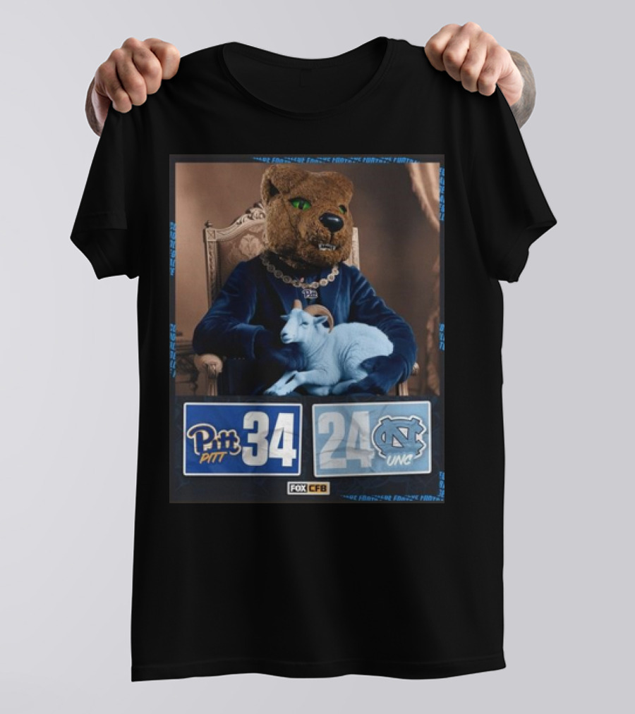 Pitt 34 24 UNC Football 2024 Game Final Score Victory Fox CFB T-Shirt