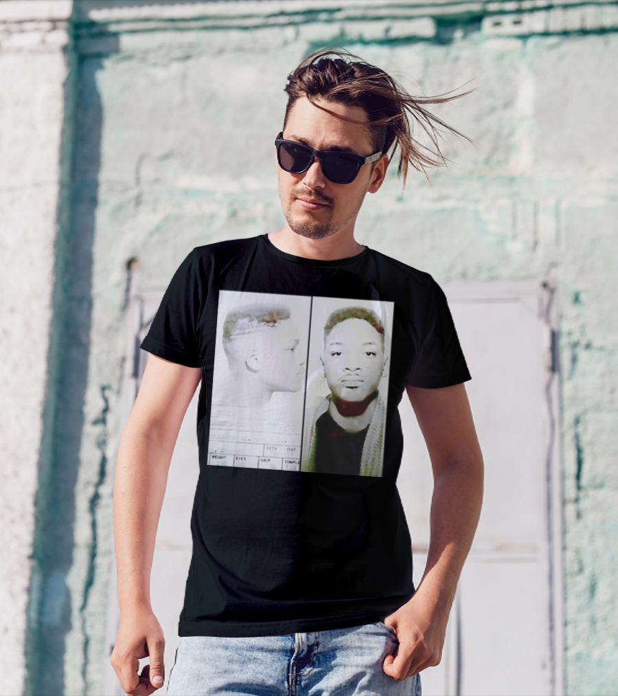 Will Smith Mugshot Style Image Dual View Portrait Text Elements T-Shirt