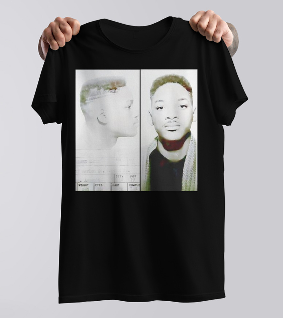 Will Smith Mugshot Style Image Dual View Portrait Text Elements T-Shirt