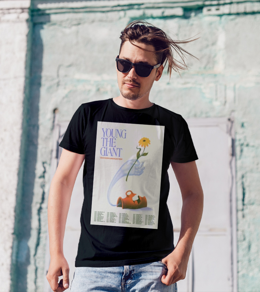 Young The Giant 2024 North American Tour Dates With Flower And Broken Vase T-Shirt