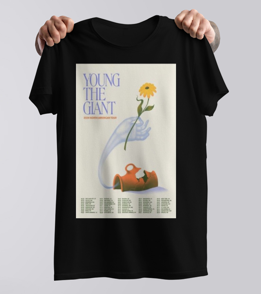 Young The Giant 2024 North American Tour Dates With Flower And Broken Vase T-Shirt