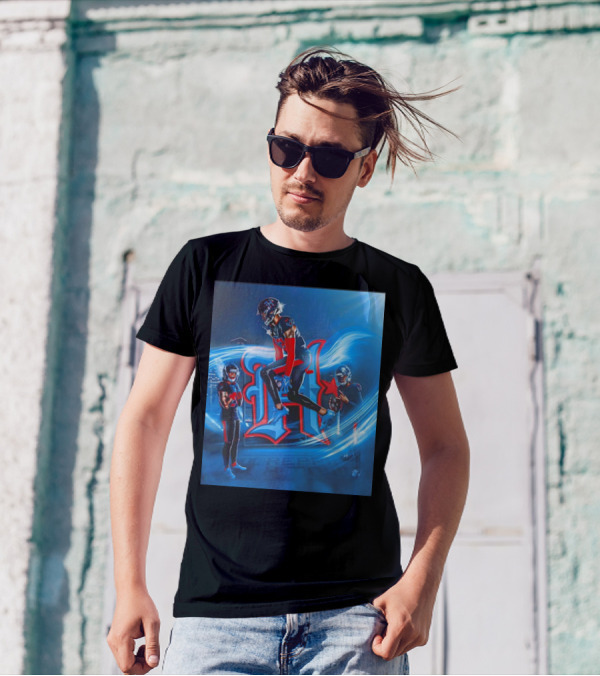 Houston Texans Tippin' H Logo With Football Players In Dynamic Action T-Shirt