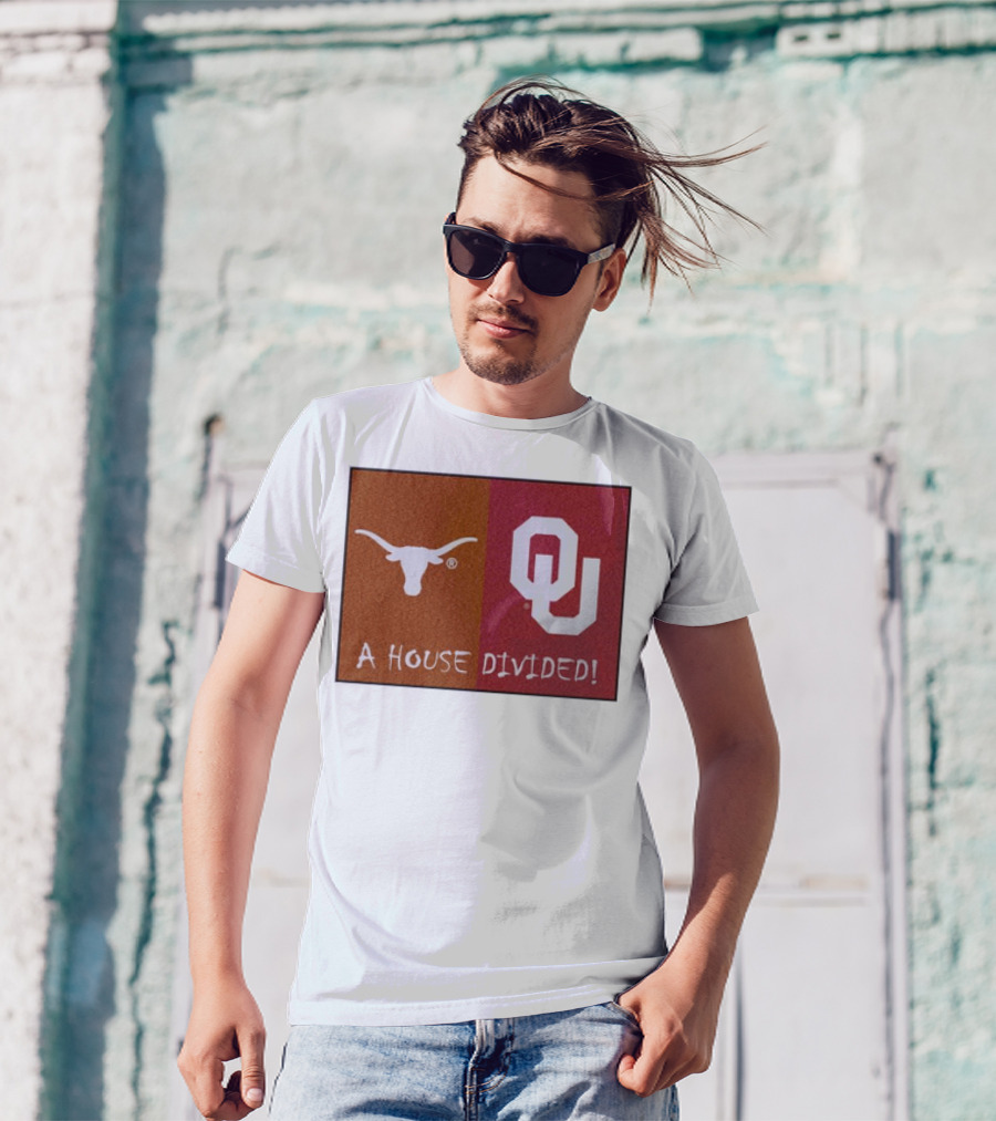 A House Divided Texas Longhorns Vs Oklahoma Sooners Rivalry Mat T-Shirt