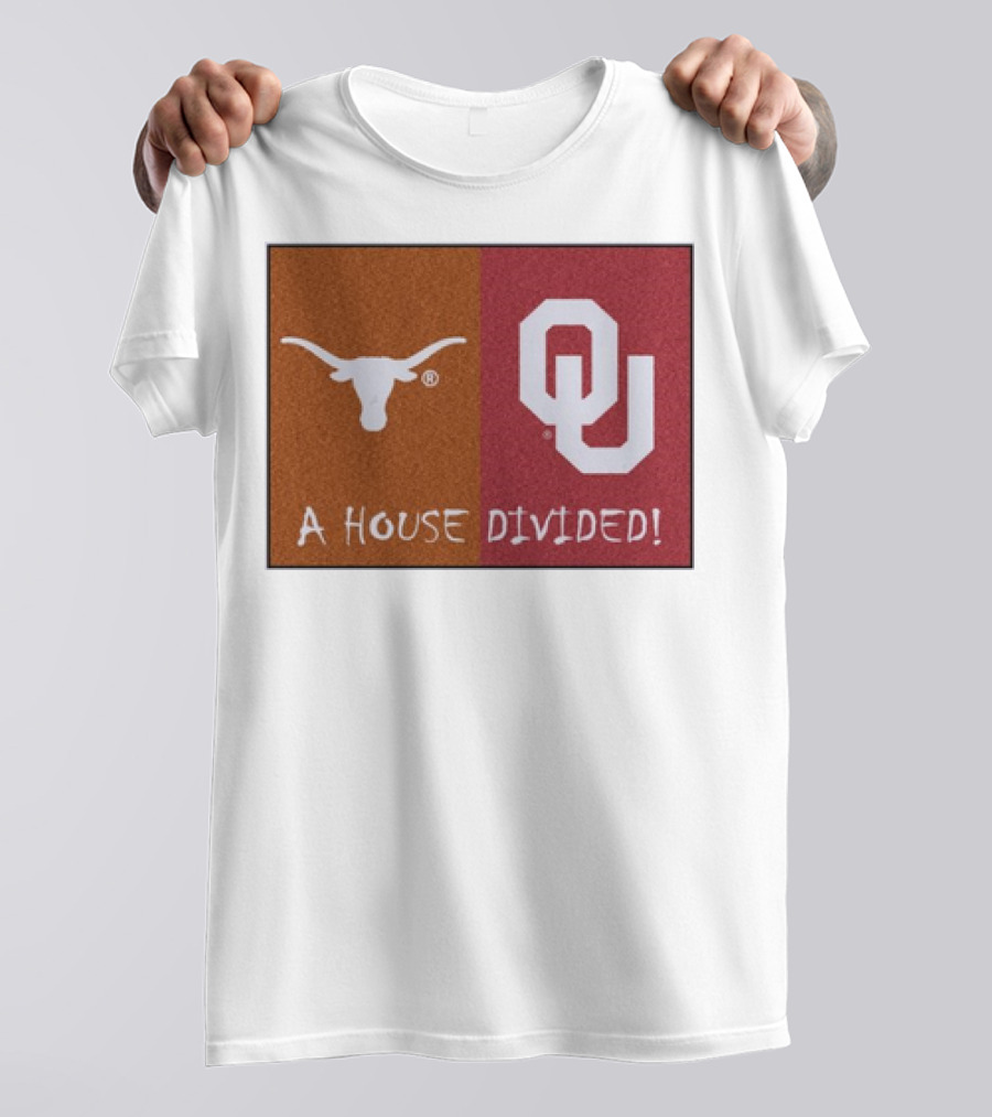 A House Divided Texas Longhorns Vs Oklahoma Sooners Rivalry Mat T-Shirt