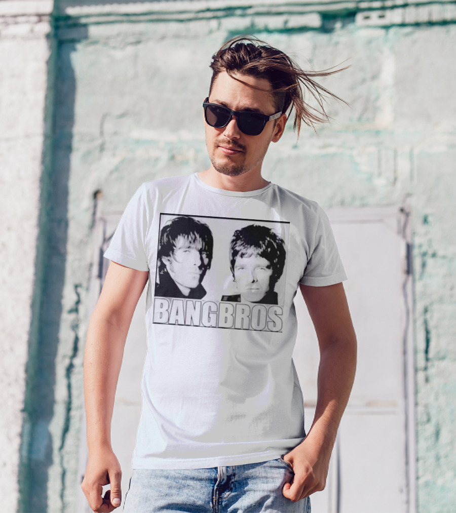 Bangbros Retro Picture Oasis Band Members Black And White Photo T-Shirt