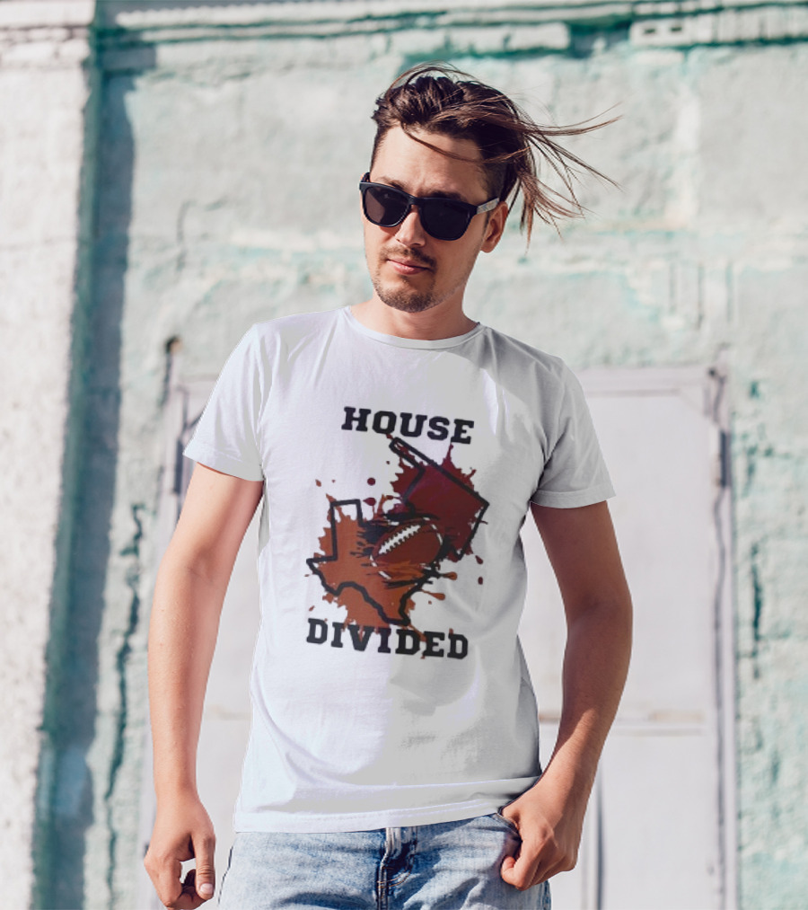 House Divided Texas Longhorns Vs Oklahoma Sooners Football Rivalry T-Shirt