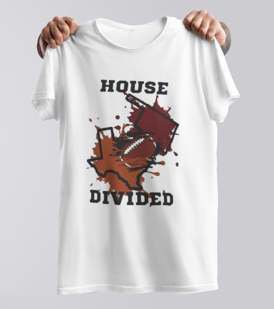 House Divided Texas Longhorns Vs Oklahoma Sooners Football Rivalry T-Shirt