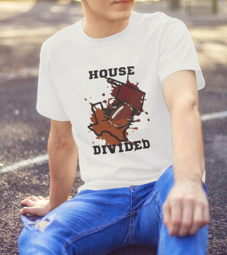 House Divided Texas Longhorns Vs Oklahoma Sooners Football Rivalry T-Shirt