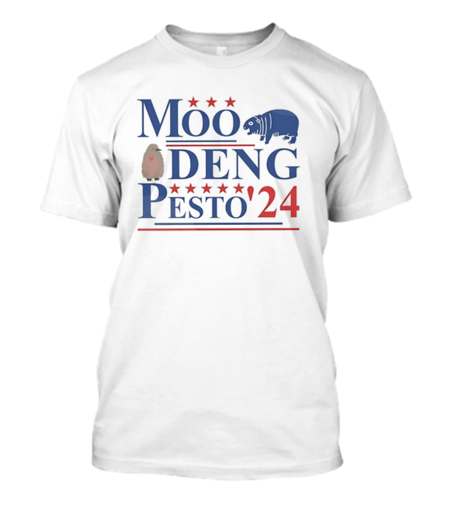 Moo Deng Pesto 24 Penguin And Hippo Election T-Shirt