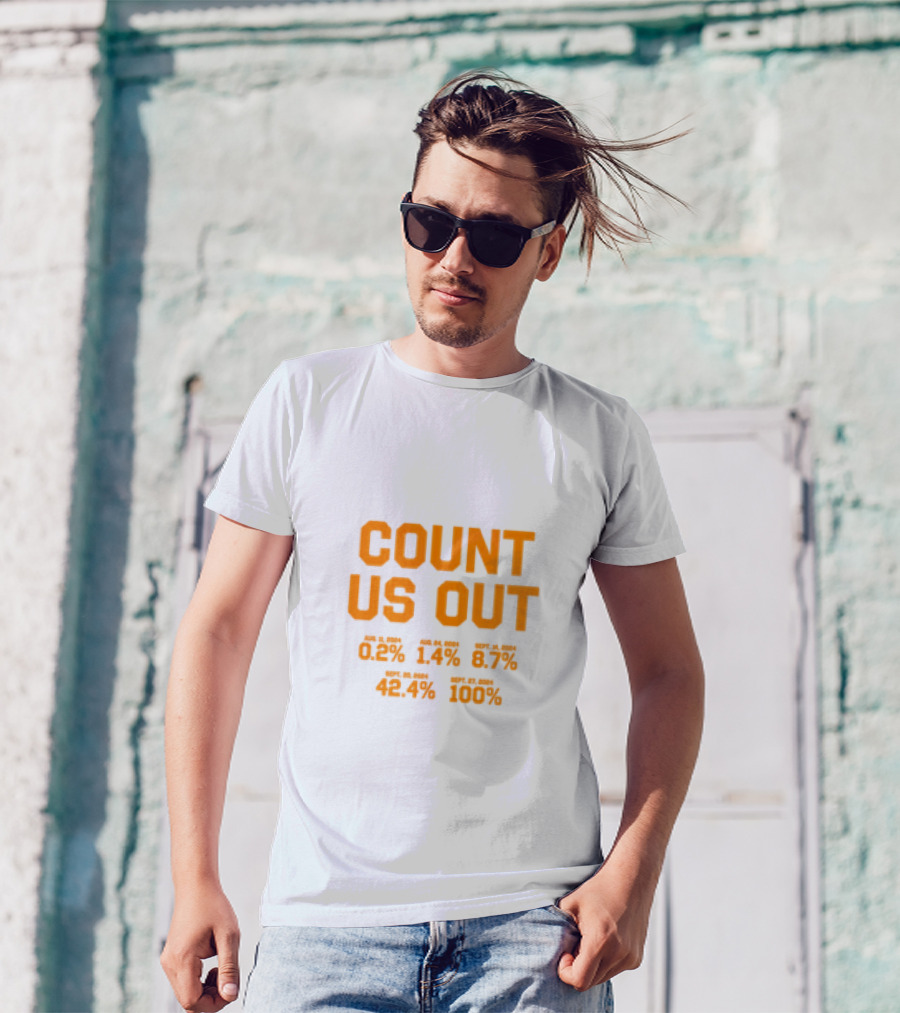 COUNT US OUT Detroit Baseball Aug 1 0.2% Aug 24 1.4% Sept 4 8.7% Sept 8 42.4% Sept 27 100% T-Shirt
