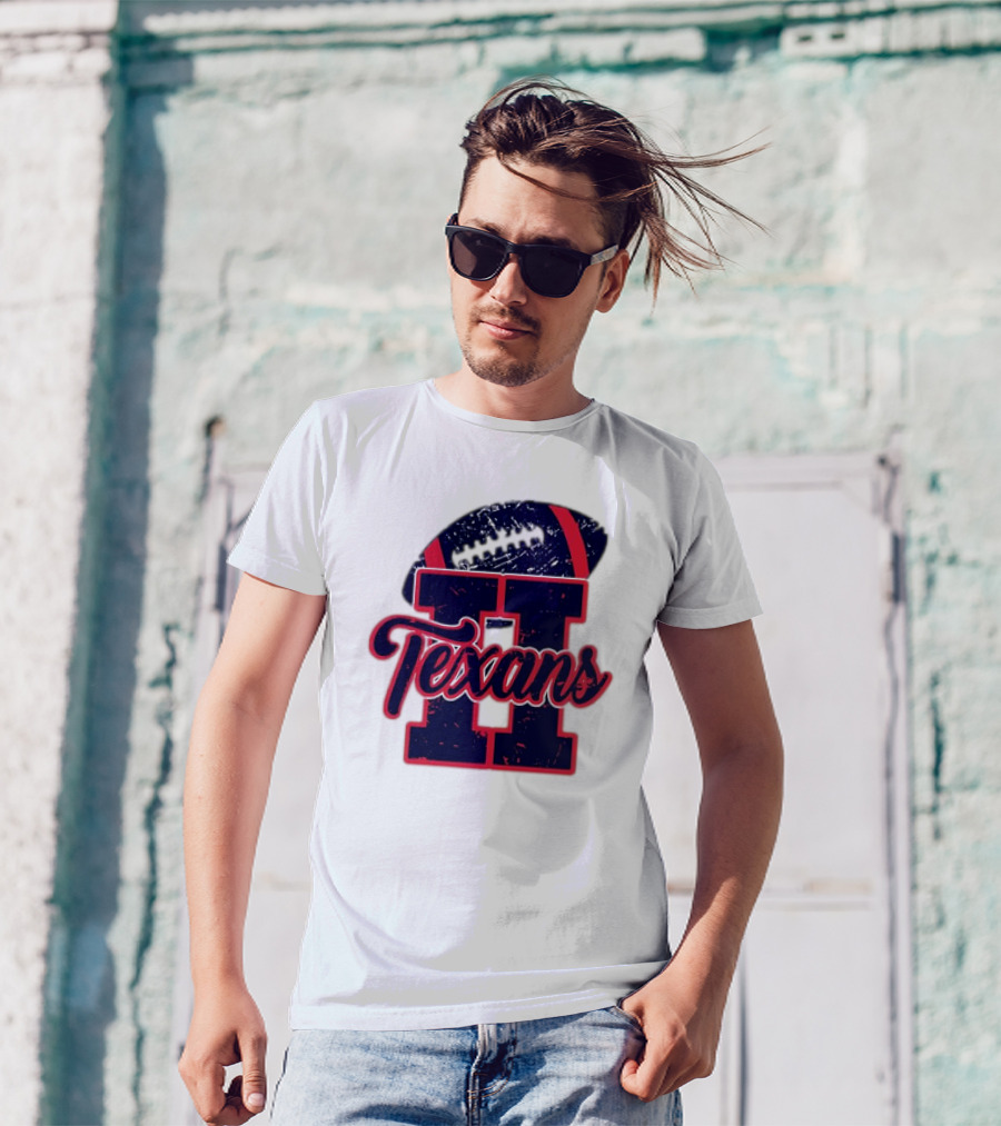 Retro Vintage Texans Football H Logo With Football T-Shirt