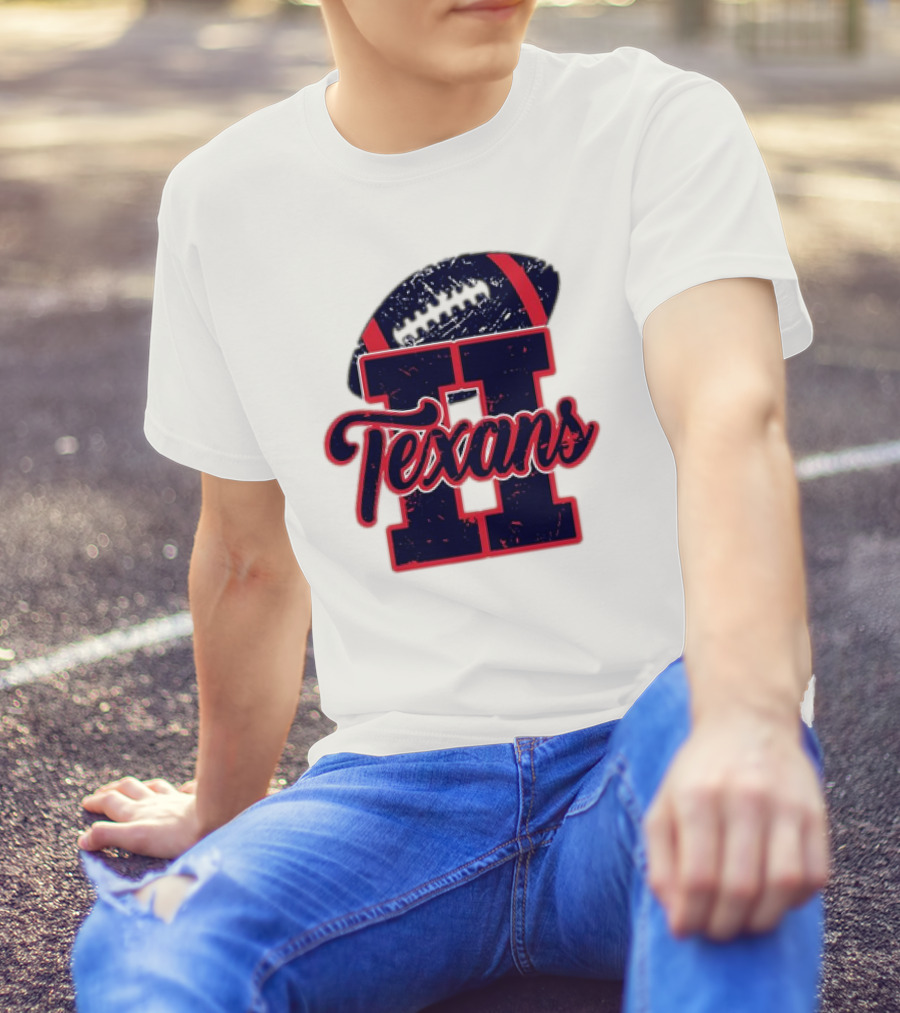 Retro Vintage Texans Football H Logo With Football T-Shirt