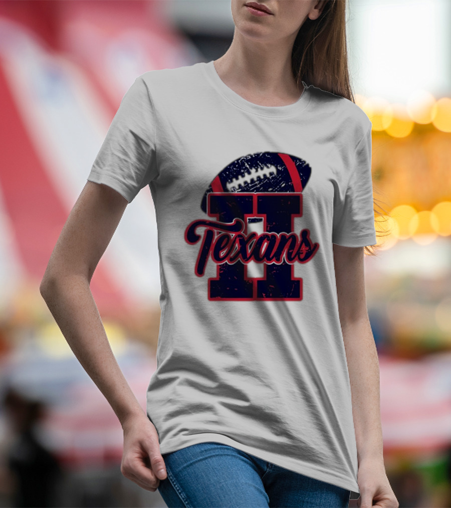 Retro Vintage Texans Football H Logo With Football T-Shirt