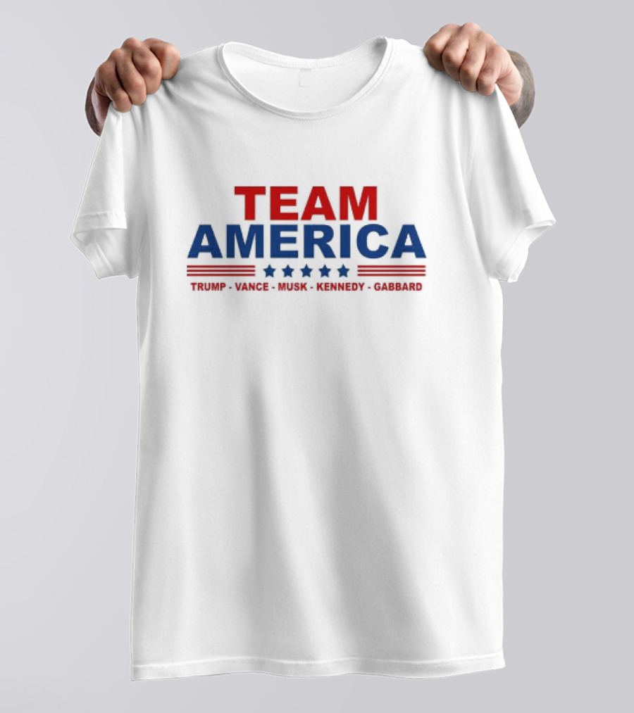 Team America Trump Vance Musk Kennedy Gabbard Stars Stripes T-Shirt