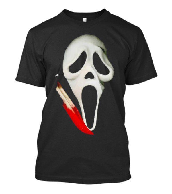 Ghostface Big Face Halloween Mask With Knife Scream Movie Iconic Horror T-Shirt