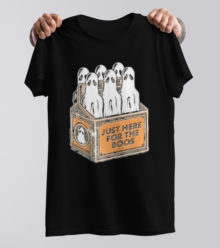 Just Here For The Boos Halloween 6 Pack Ghost Beer Bottles Humorous Retro T-Shirt