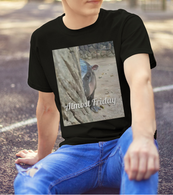 Almost Friday Peek Hippo Behind Tree T-Shirt