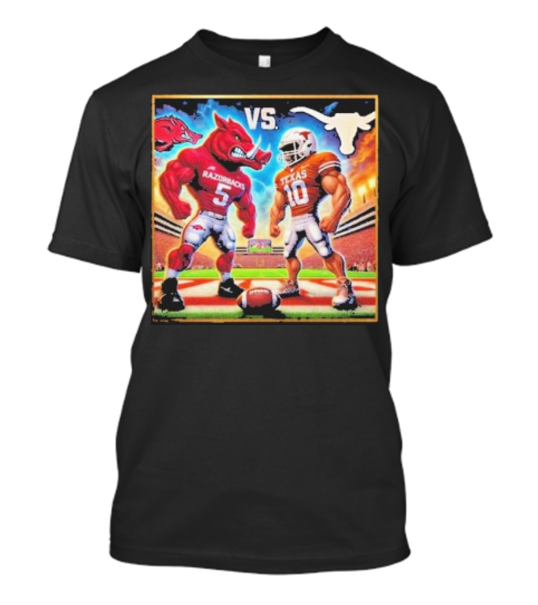 Razorbacks Vs Texas Longhorns Football Rivalry Mascots Face-Off T-Shirt