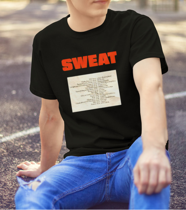 Sweat Logo With Crumpled Set List Featuring Robyn, J. Cole, Young Thug, Billie Eilish, And More T-Shirt