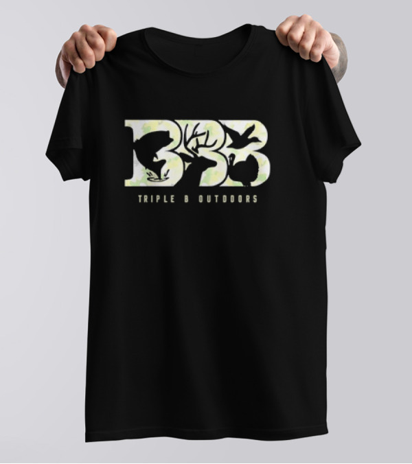 Triple B Outdoors Green Camo Deer Fish Duck Turkey Retro T-Shirt