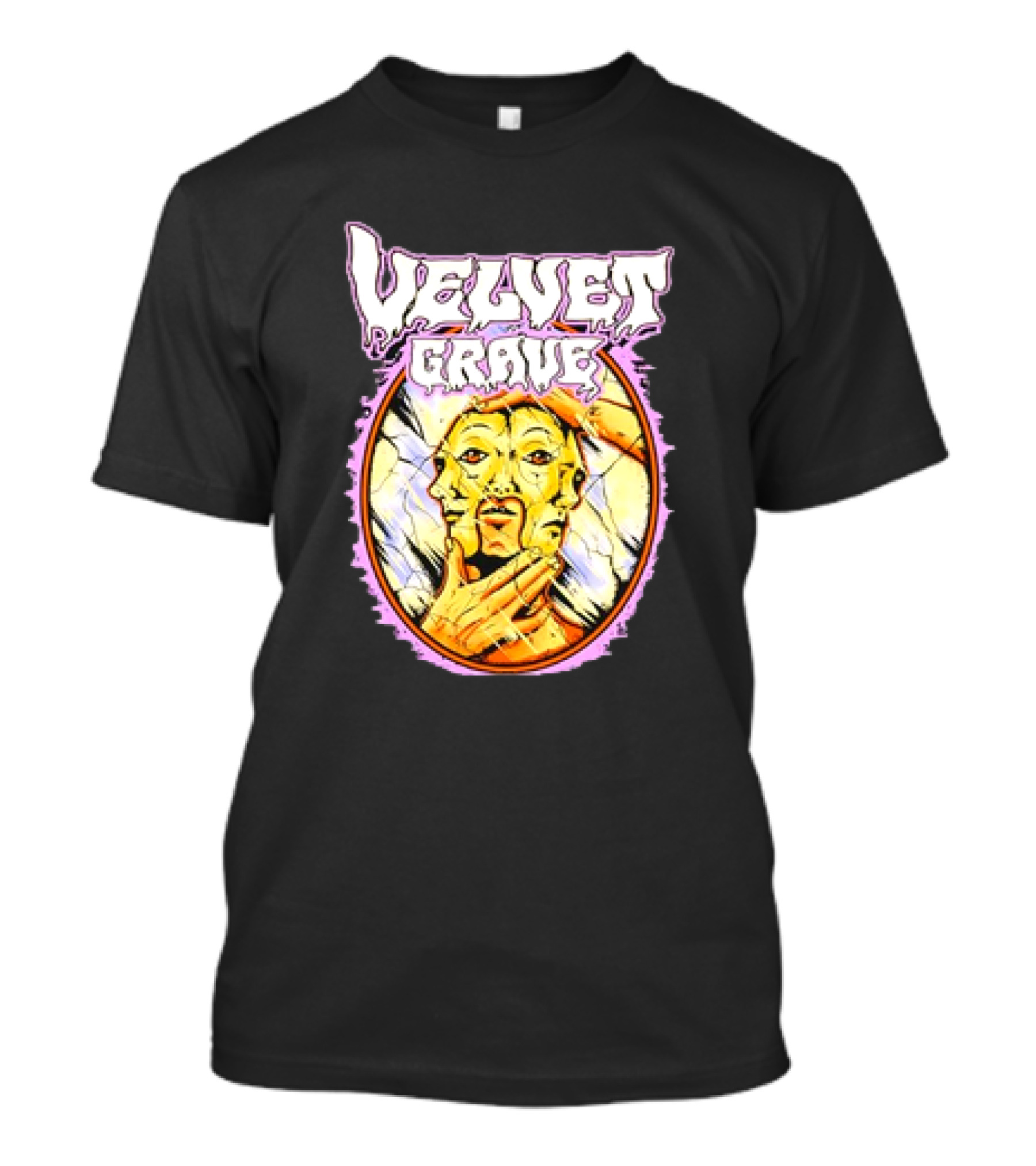 Velvet Grave Horror Retro Surreal Multi-Faced Mask T-Shirt