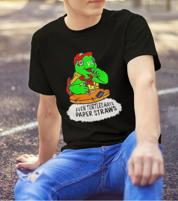 Isaac Butterfield Even Turtles Hate Paper Straws T-Shirt
