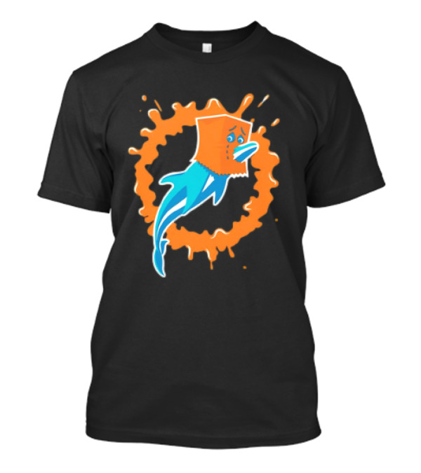 Miami Dolphins Paper Bag Dolphin Splash Logo Funny T-Shirt