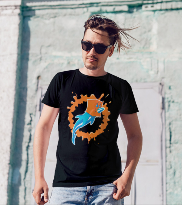 Miami Dolphins Paper Bag Dolphin Splash Logo Funny T-Shirt