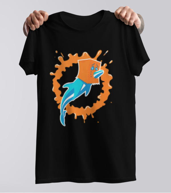 Miami Dolphins Paper Bag Dolphin Splash Logo Funny T-Shirt