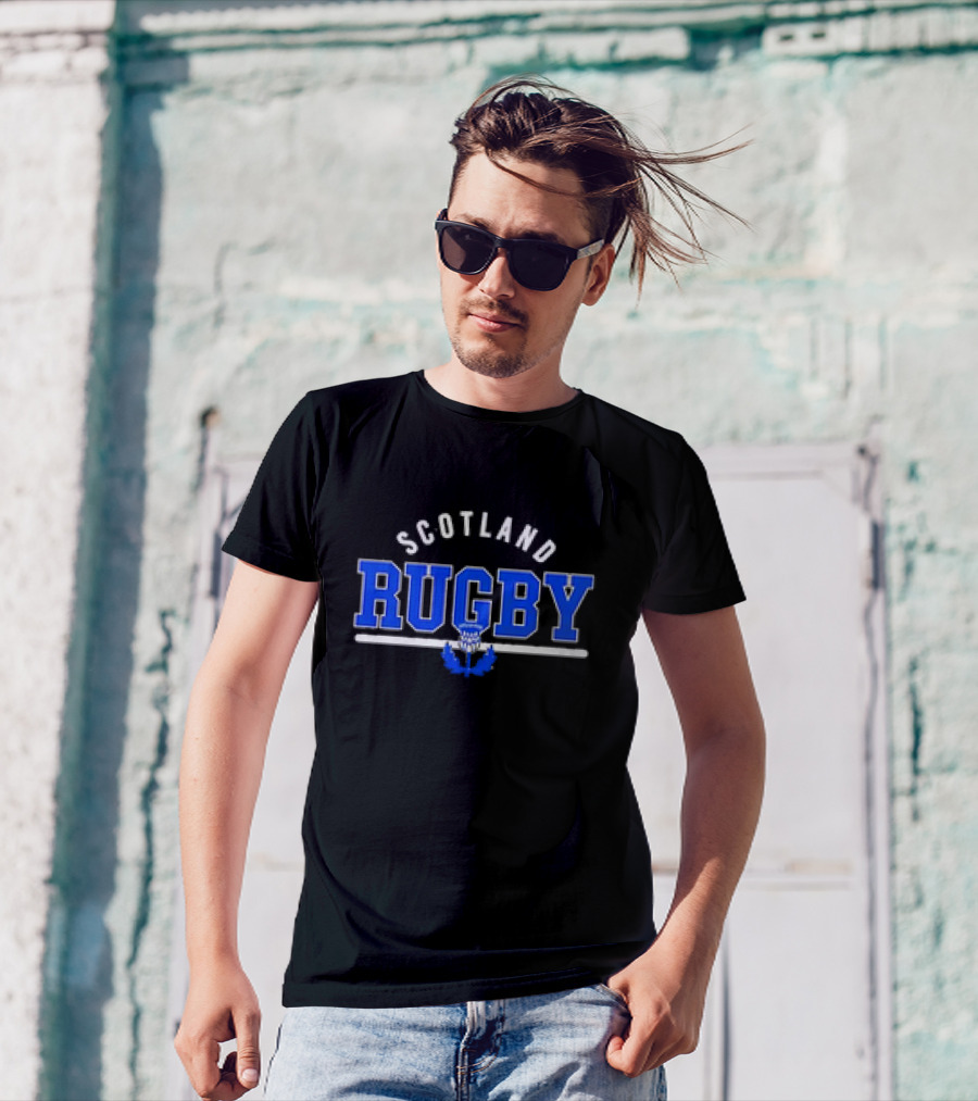 Scotland Rugby Wordmark Thistle Emblem Supersoft T-Shirt