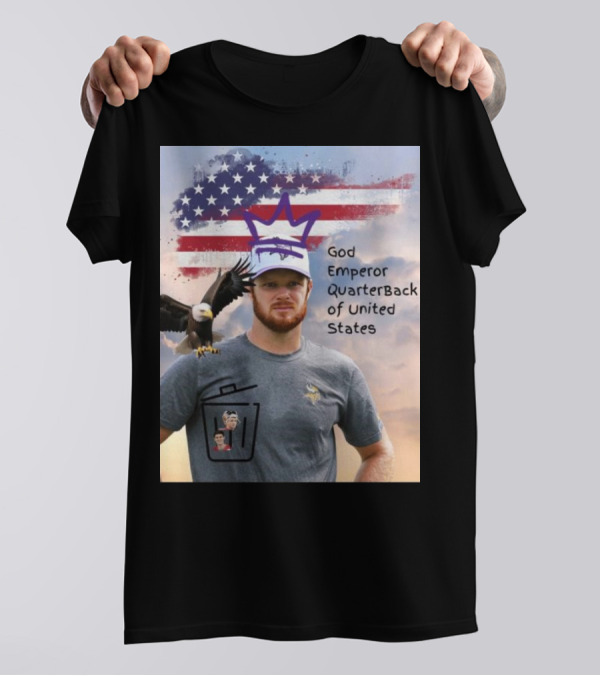 Sam Darnold God Emperor Quarterback Of United States American Flag Bald Eagle T-Shirt