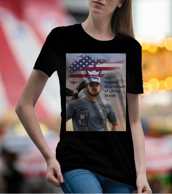 Sam Darnold God Emperor Quarterback Of United States American Flag Bald Eagle T-Shirt