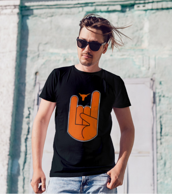Texas Longhorns Hook ‘Em Hand Gesture With Longhorn T-Shirt