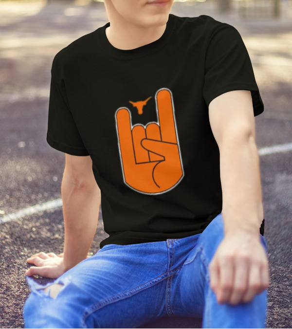 Texas Longhorns Hook ‘Em Hand Gesture With Longhorn T-Shirt