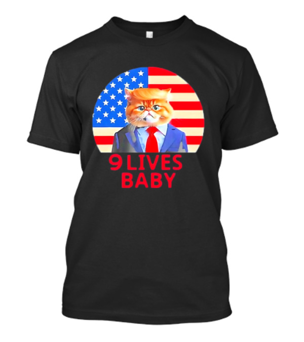 9 Lives Baby Trump Cat American Flag Suit T-Shirt