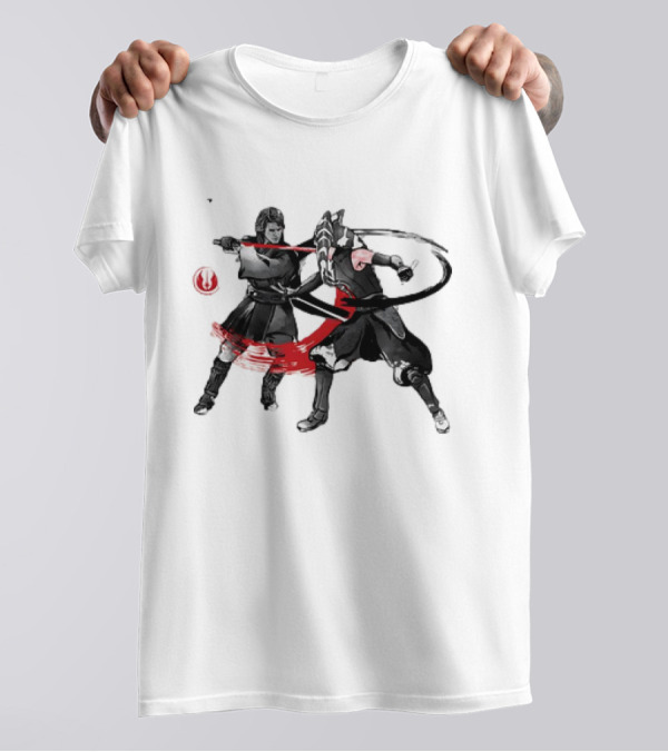 Anakin Ahsoka The Final Lesson Sumi-e Japanese Duel T-Shirt