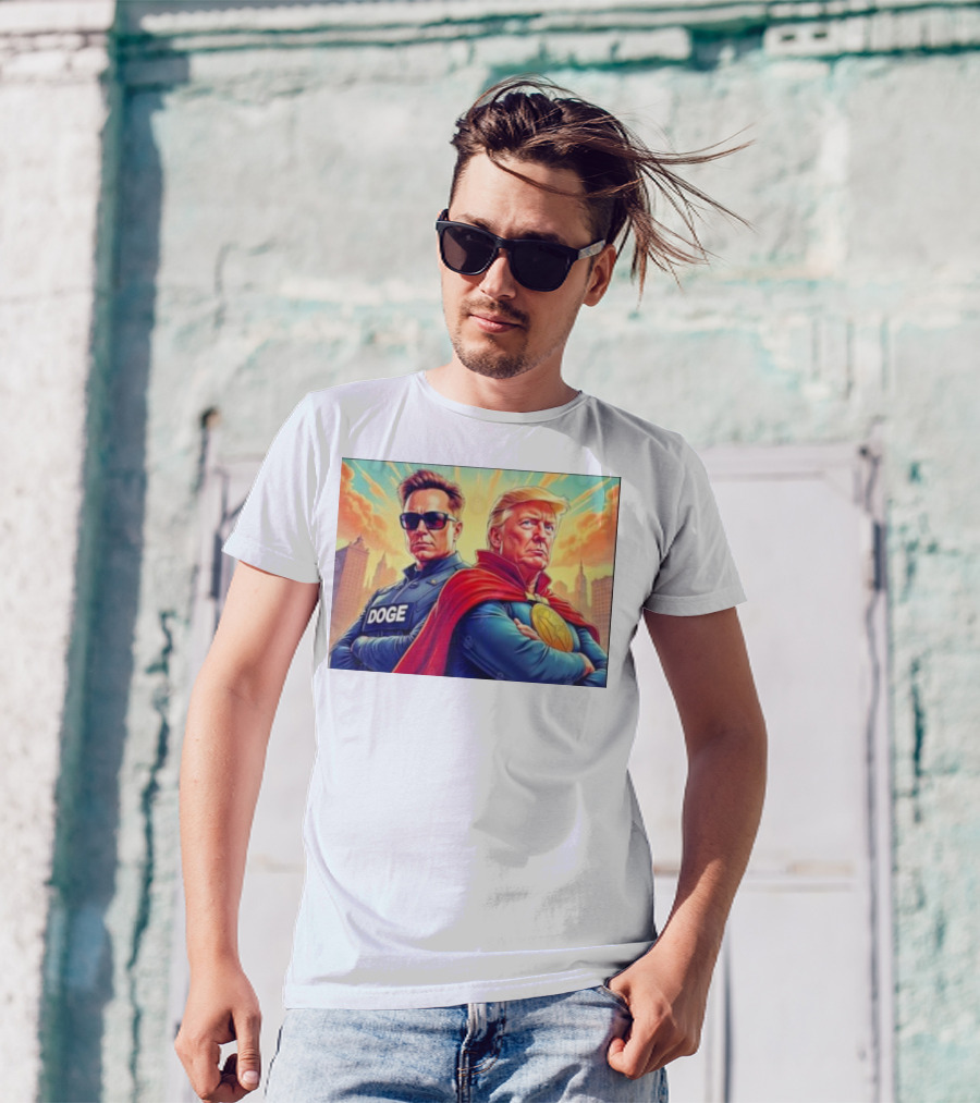 Doge Meme Elon Musk Trump Superhero T-Shirt